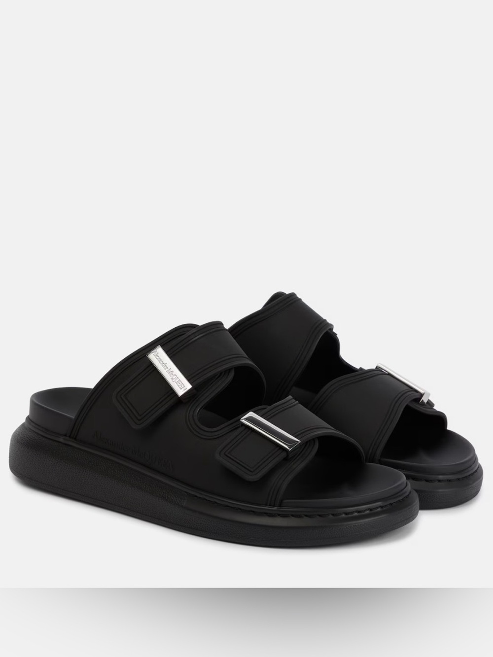 Alexander McQueen Black Buckle Slide Sandals